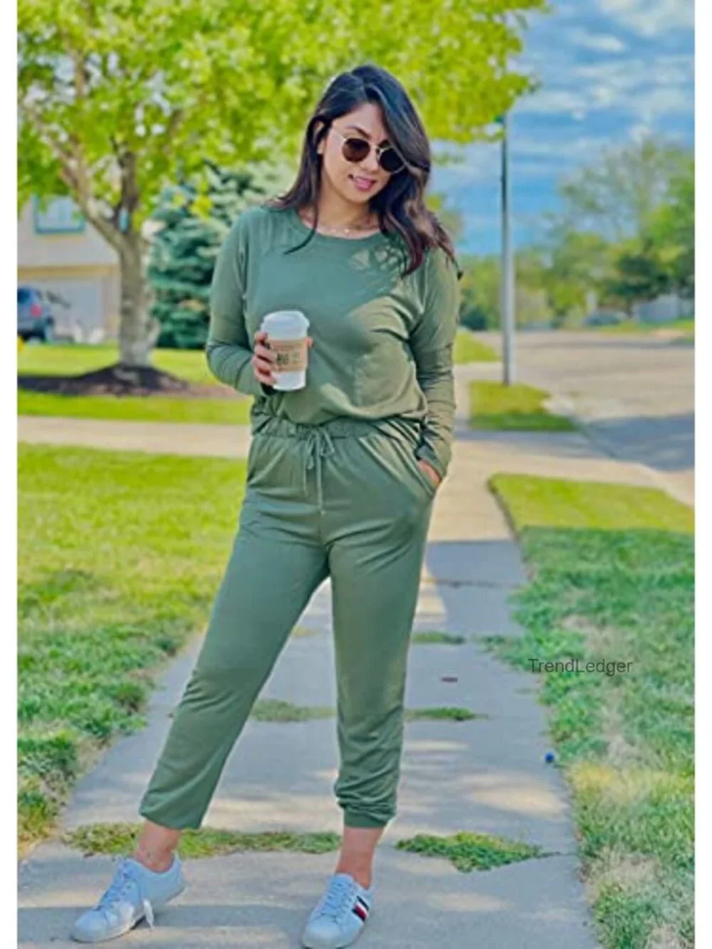 2 Piece Lounge Set Women Tracksuit Jogger Sweatsuit Long Sleeve High Waist